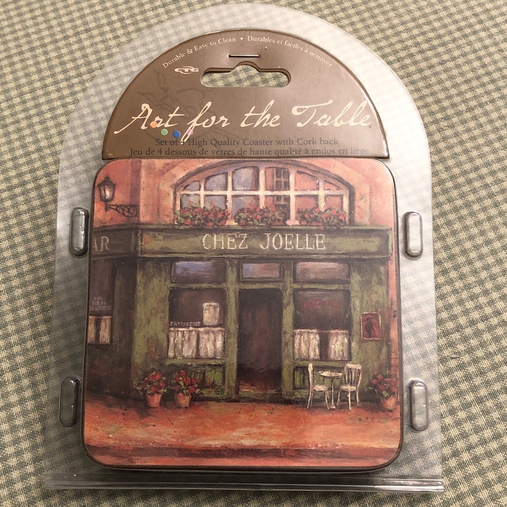 NWOT Sealed Set of 4 “Art for the Table” CHEZ JOELLE Cork Back Paris Scene #1290